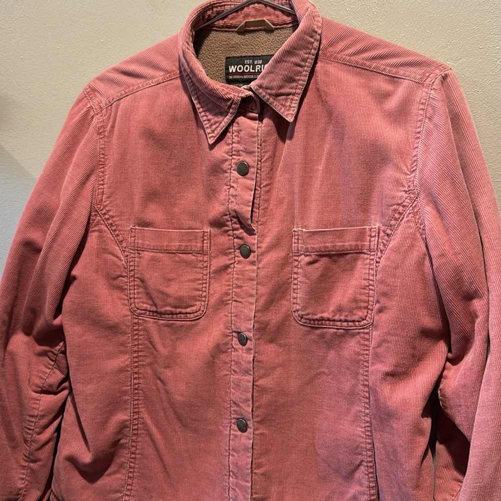 Woolrich Women's Dusty Rose Pink Fleece Lined Corduroy Snap Chore Barn Jacket - Picture 3 of 9